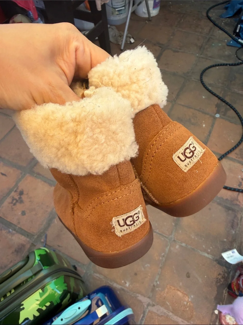 UGG Kids Chestnut Suede Faux-Shearling Boot